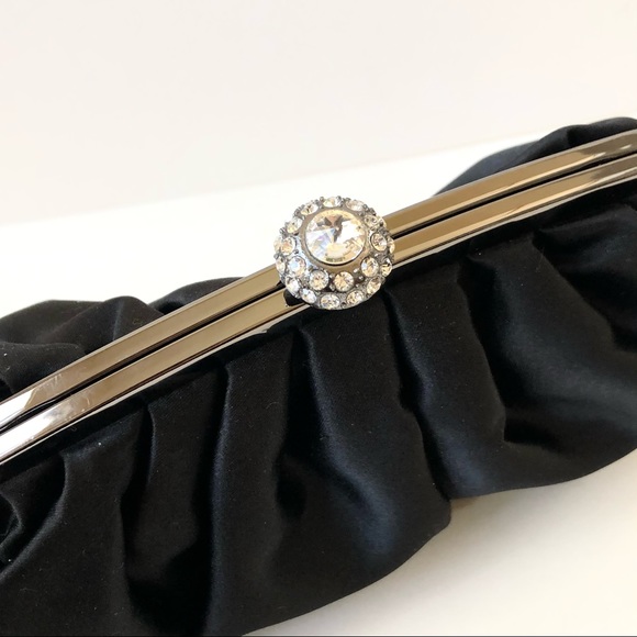 Satin & Rhinestone Kiss-Lock Evening Bag EUC - Picture 7 of 7